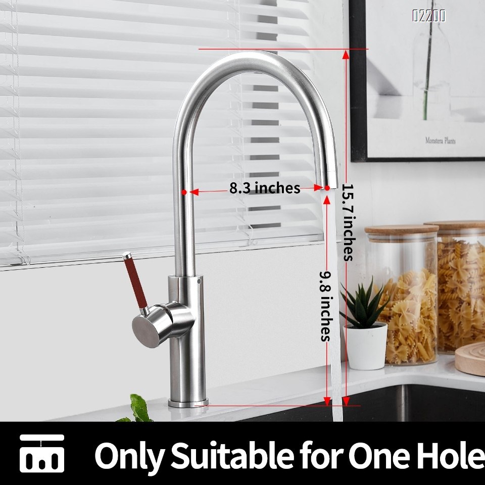 Single Handle Kitchen Bar Sink Faucet, Brushed Gold Wet Bar Sink Faucet Stainless Steel Single Hole, 360 Swivel Tap for Farmhouse RV Camper Outdoor Utility Bathroom