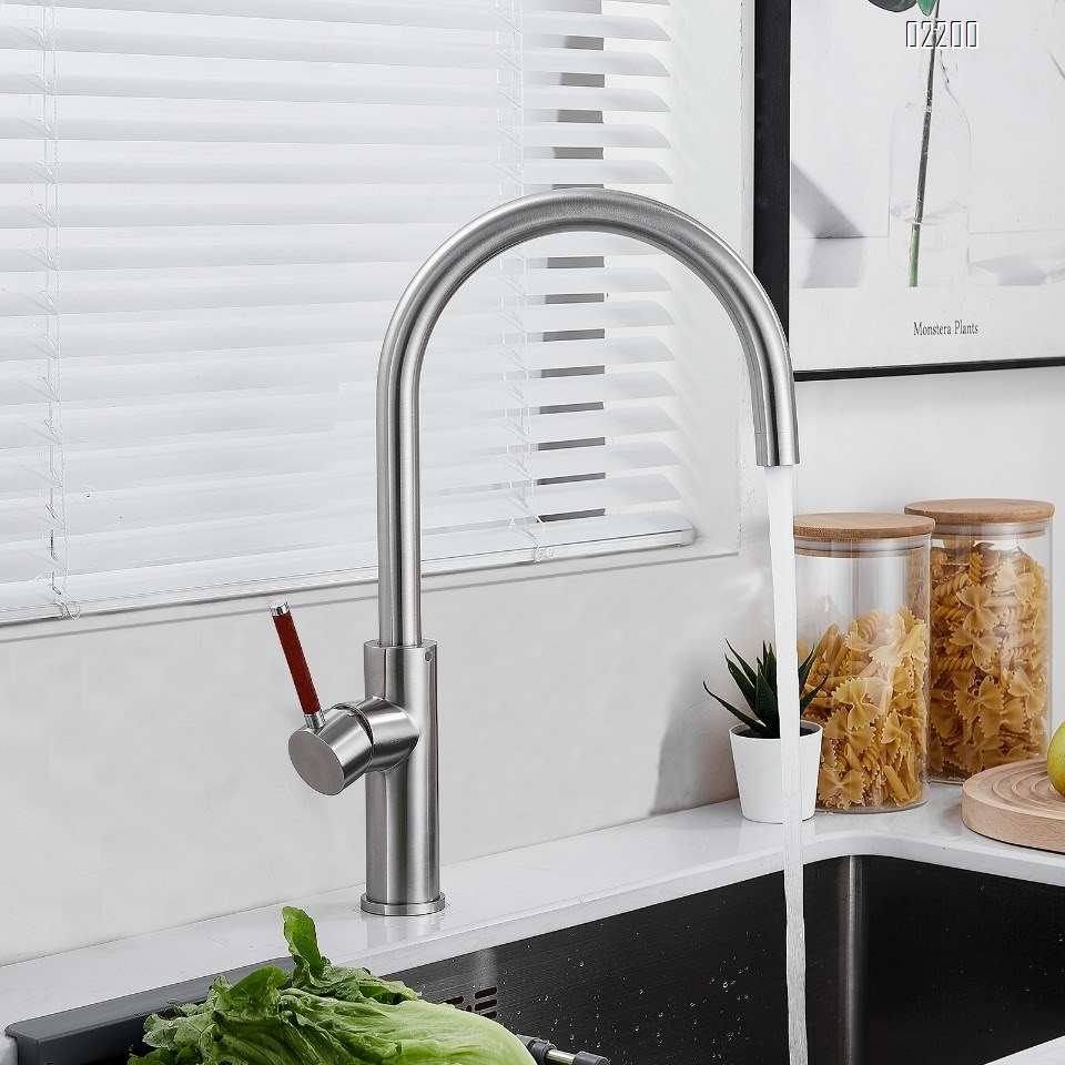 Single Handle Kitchen Bar Sink Faucet, Brushed Gold Wet Bar Sink Faucet Stainless Steel Single Hole, 360 Swivel Tap for Farmhouse RV Camper Outdoor Utility Bathroom