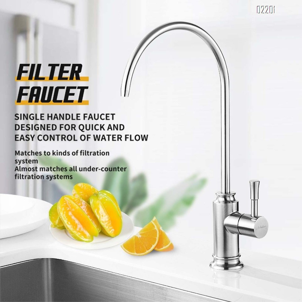 Matte Black Kitchen Water Filter Faucet,Stainless Steel Lead-Free Drinking Water Faucet Fits Reverse Osmosis Units or Filtration System in Non-Air Gap