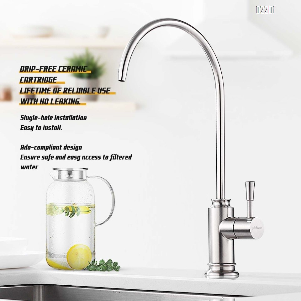 Matte Black Kitchen Water Filter Faucet,Stainless Steel Lead-Free Drinking Water Faucet Fits Reverse Osmosis Units or Filtration System in Non-Air Gap