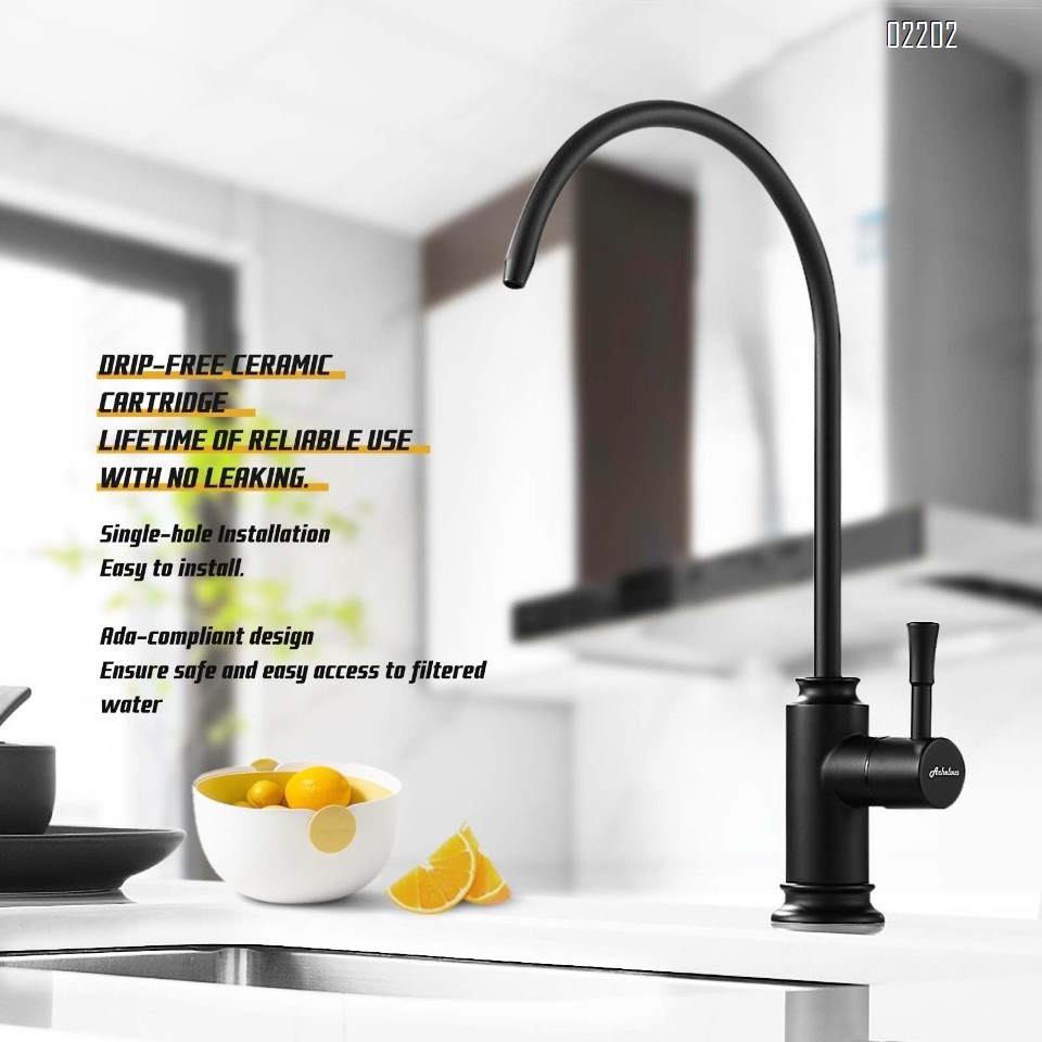 Matte Black Kitchen Water Filter Faucet,Stainless Steel Lead-Free Drinking Water Faucet Fits Reverse Osmosis Units or Filtration System in Non-Air Gap