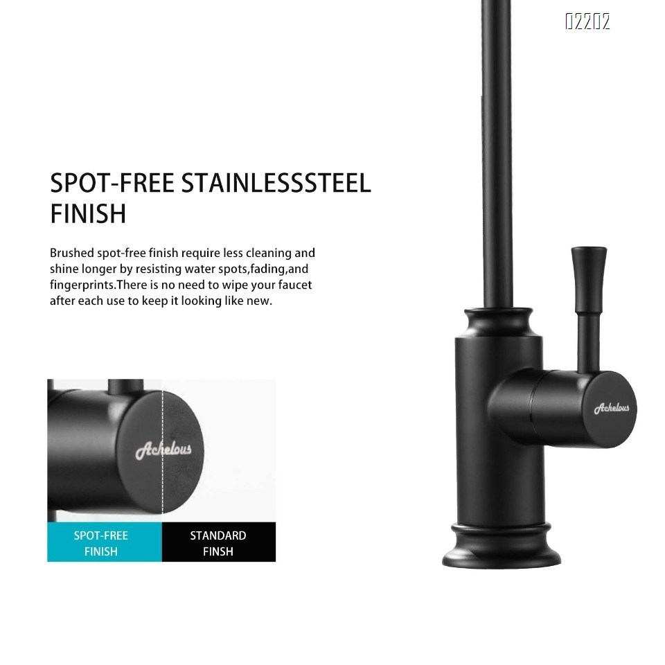 Matte Black Kitchen Water Filter Faucet,Stainless Steel Lead-Free Drinking Water Faucet Fits Reverse Osmosis Units or Filtration System in Non-Air Gap