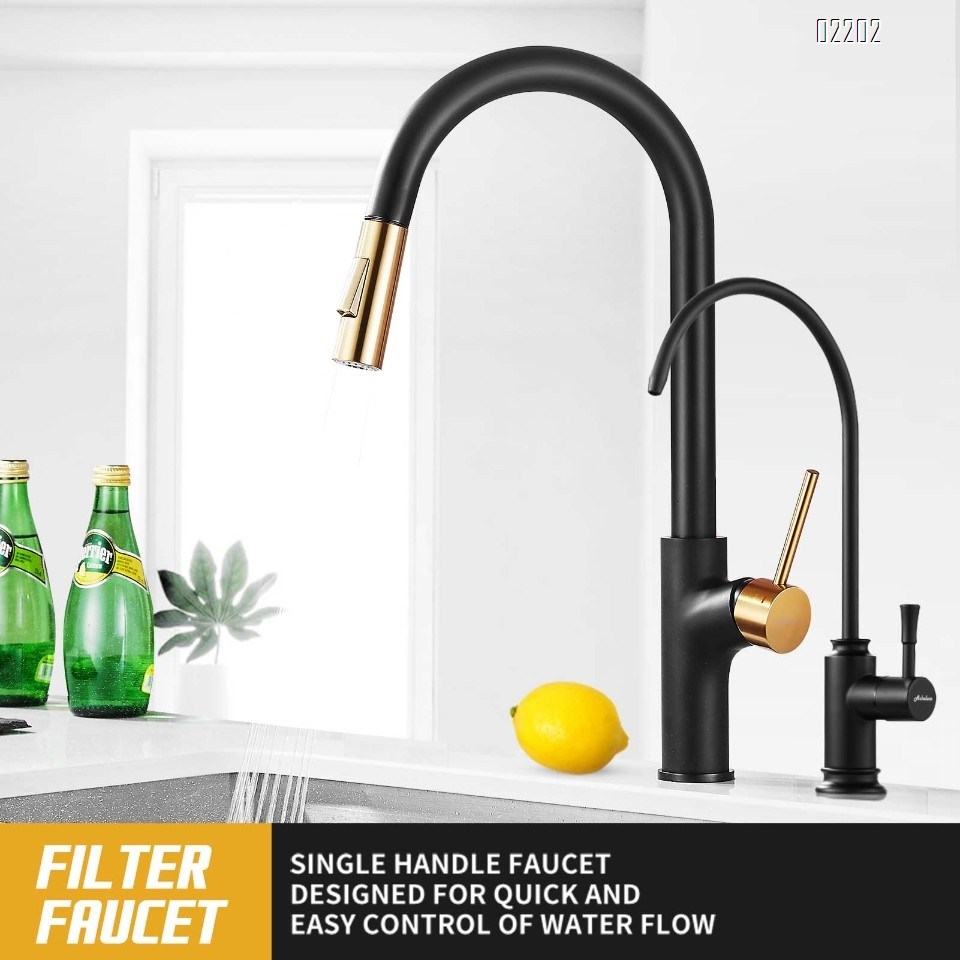 Matte Black Kitchen Water Filter Faucet,Stainless Steel Lead-Free Drinking Water Faucet Fits Reverse Osmosis Units or Filtration System in Non-Air Gap