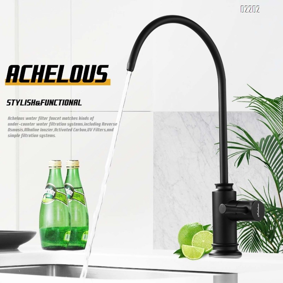 Matte Black Kitchen Water Filter Faucet,Stainless Steel Lead-Free Drinking Water Faucet Fits Reverse Osmosis Units or Filtration System in Non-Air Gap