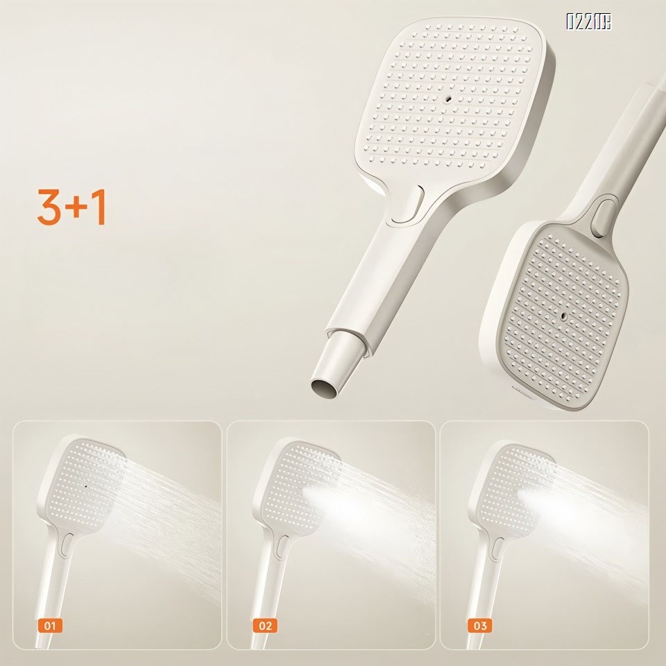 Gun gray thermostatic shower set with pressure-increasing wall-mounted Brass large storage design and button water outlet