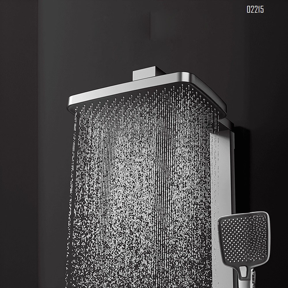 Gun grey Brass shower big rain head set device washstand thermostatic temperature cold and hot bathroom bathing set valve body