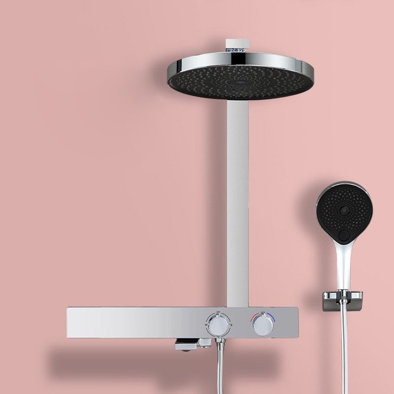 Modern simple thermostatic shower round nozzle set bathroom shower pressure booster non-rain giant screen nozzle