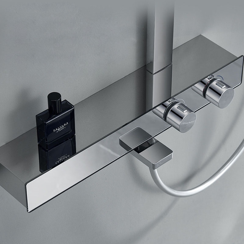 Modern simple thermostatic shower round nozzle set bathroom shower pressure booster non-rain giant screen nozzle