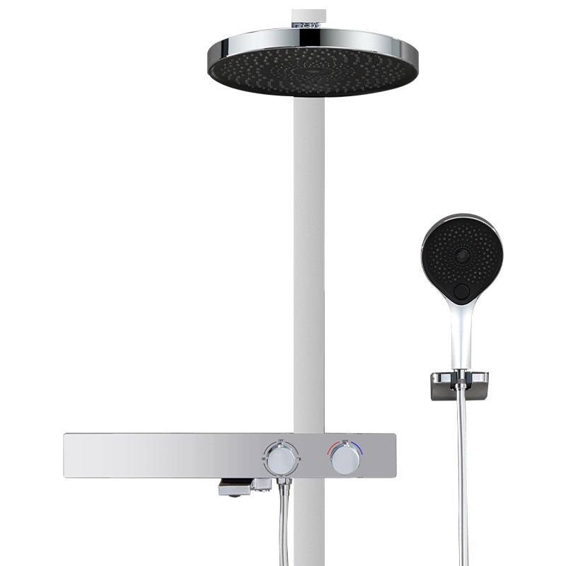 Modern simple thermostatic shower round nozzle set bathroom shower pressure booster non-rain giant screen nozzle