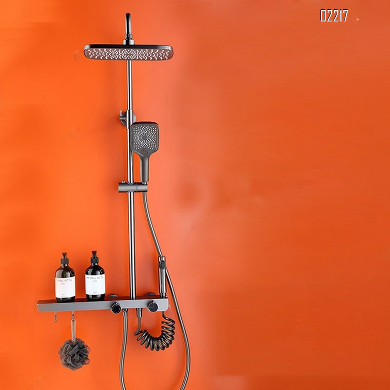 Shower Head Set Full Brass Moon Starry Sky Pressure Spray Gun Grey Home Bathroom Simple  cold and hot Shower Tap