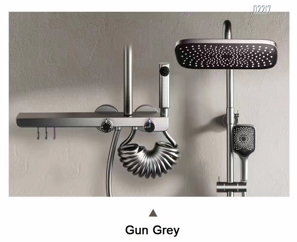 Shower Head Set Full Brass Moon Starry Sky Pressure Spray Gun Grey Home Bathroom Simple  cold and hot Shower Tap