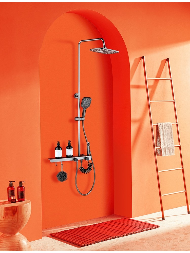 Shower Head Set Full Brass Moon Starry Sky Pressure Spray Gun Grey Home Bathroom Simple  cold and hot Shower Tap