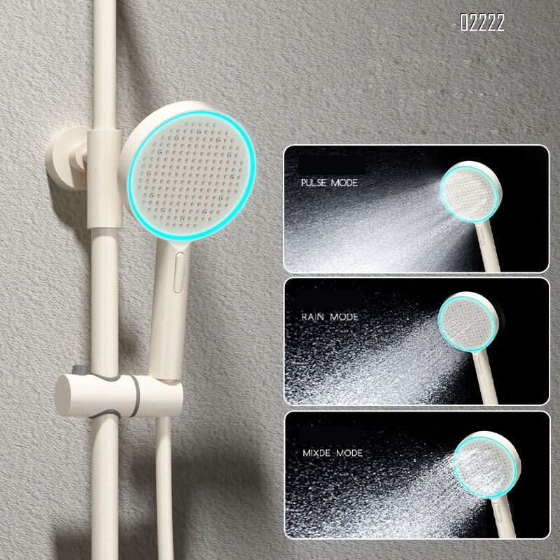 White milk Brass waterway digital display atmosphere light four-function shower head set home bathroom cold and hot mixing valve