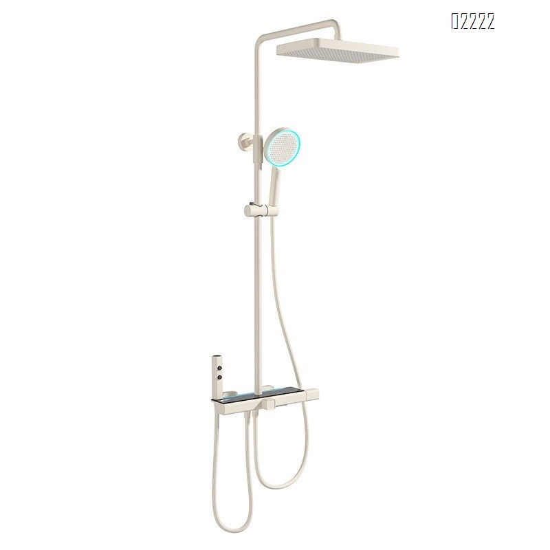 White milk Brass waterway digital display atmosphere light four-function shower head set home bathroom cold and hot mixing valve