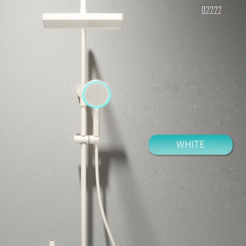 White milk Brass waterway digital display atmosphere light four-function shower head set home bathroom cold and hot mixing valve