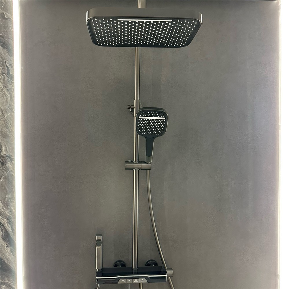 Gun gray piano key digital shower faucet head set with Brass temperature control and button pressure increase for home use