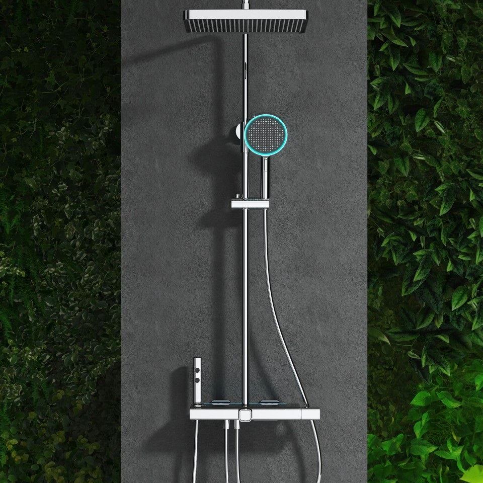 White milk Brass waterway digital display atmosphere light four-function shower head set home bathroom cold and hot mixing valve