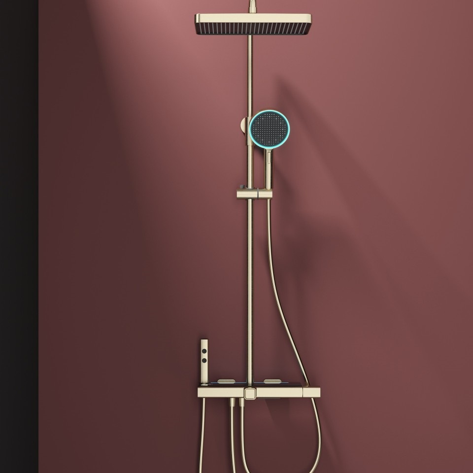 White milk Brass waterway digital display atmosphere light four-function shower head set home bathroom cold and hot mixing valve