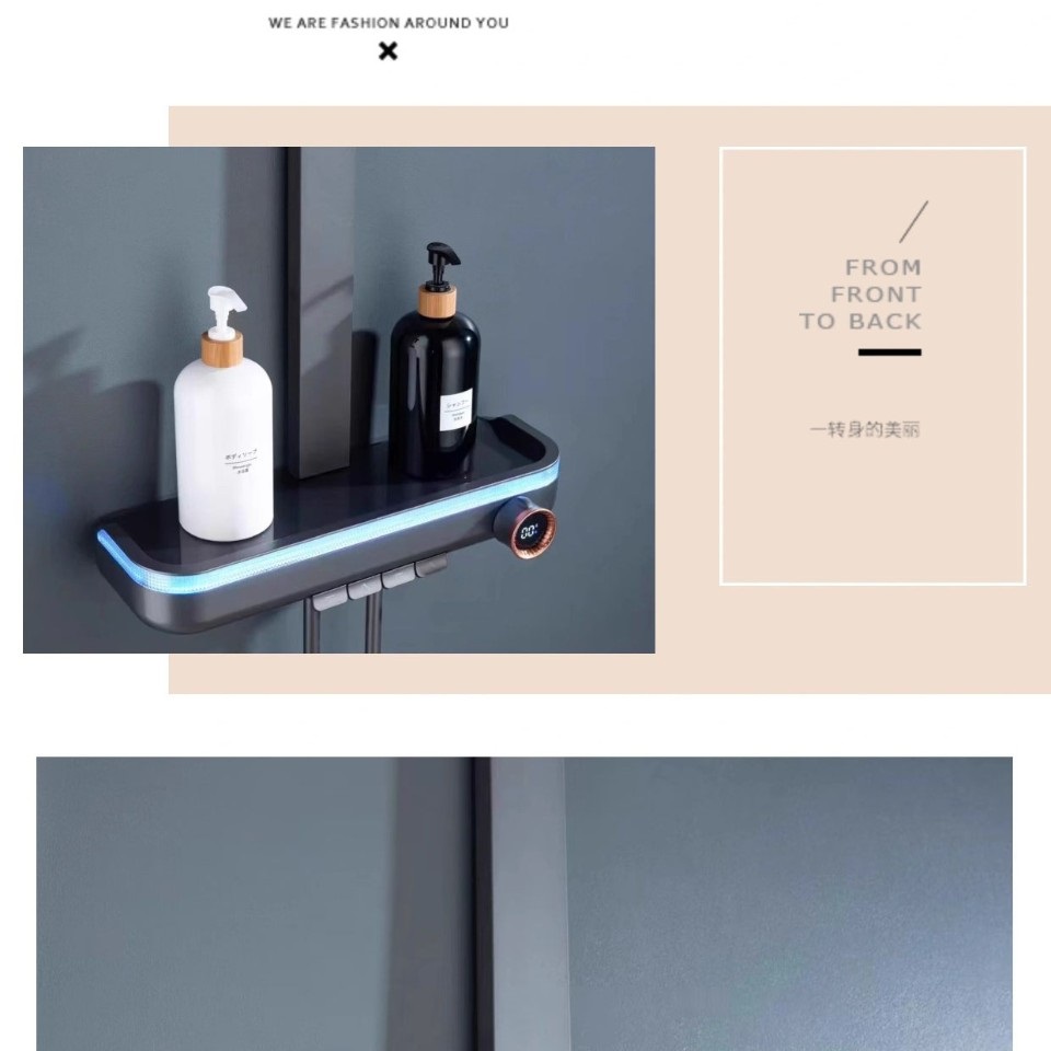 Brass Shower Head Set Home Wall-mounted High-end Digital Display Atmosphere Light Hotel Bathroom Pressure Shower Tap