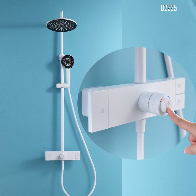 White piano key mixing valve black thermostatic shower head set home all Brass bathroom pressure increasing shower device