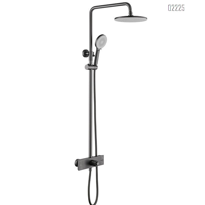White piano key mixing valve black thermostatic shower head set home all Brass bathroom pressure increasing shower device