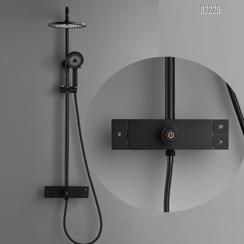 White piano key mixing valve black thermostatic shower head set home all Brass bathroom pressure increasing shower device