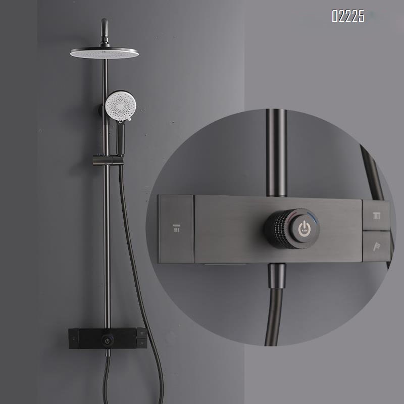 White piano key mixing valve black thermostatic shower head set home all Brass bathroom pressure increasing shower device