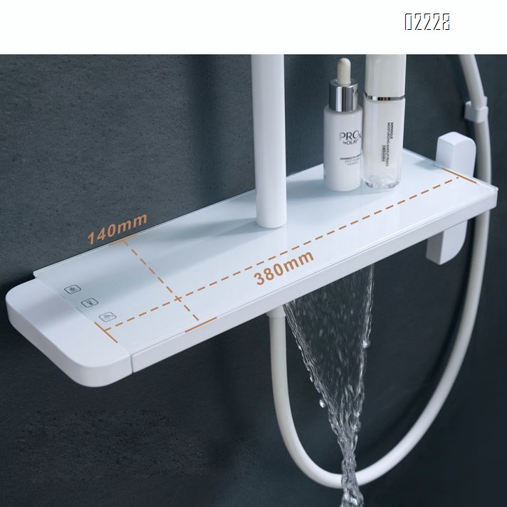 Shower Head Set Full Brass Cold Hot Home Use Black and White Tempered Glass Wall-mounted Waterfall Shower Head