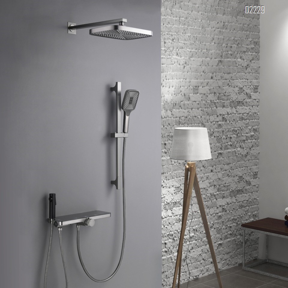 White shower set for home bathroom concealed rain shower gun storage simple shower head all Brass with pressure spray