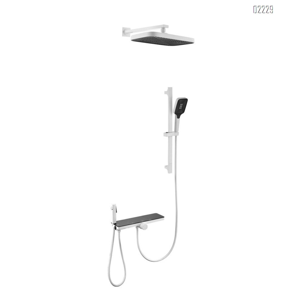 White shower set for home bathroom concealed rain shower gun storage simple shower head all Brass with pressure spray