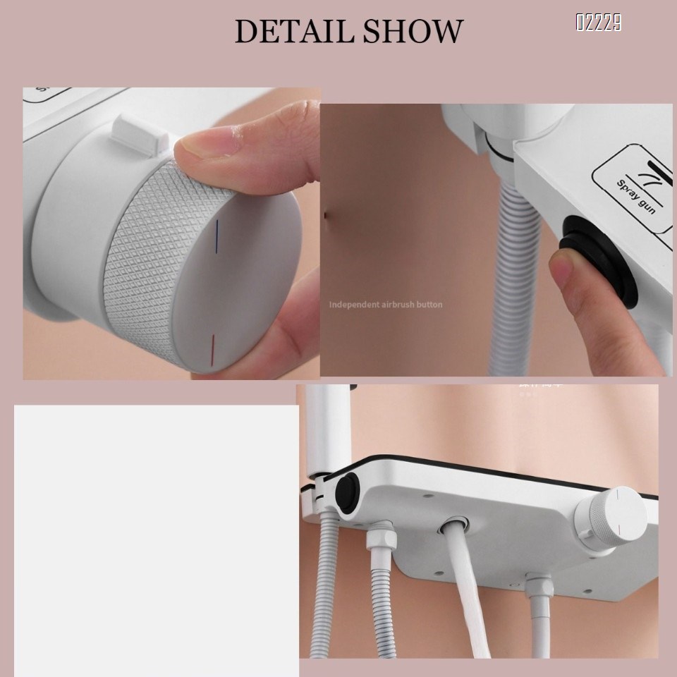 White shower set for home bathroom concealed rain shower gun storage simple shower head all Brass with pressure spray