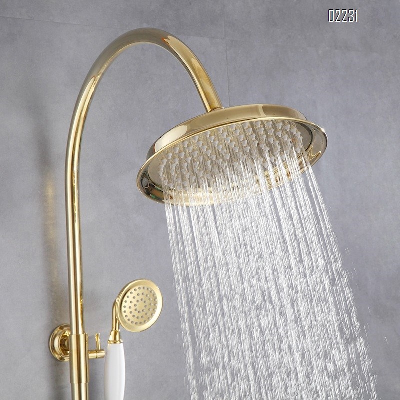 Full Brass cold and hot shower gold shower head faucet set telescopic shower Tap European style