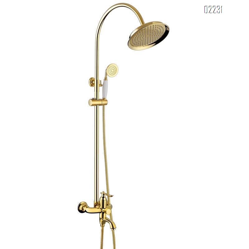 Full Brass cold and hot shower gold shower head faucet set telescopic shower Tap European style