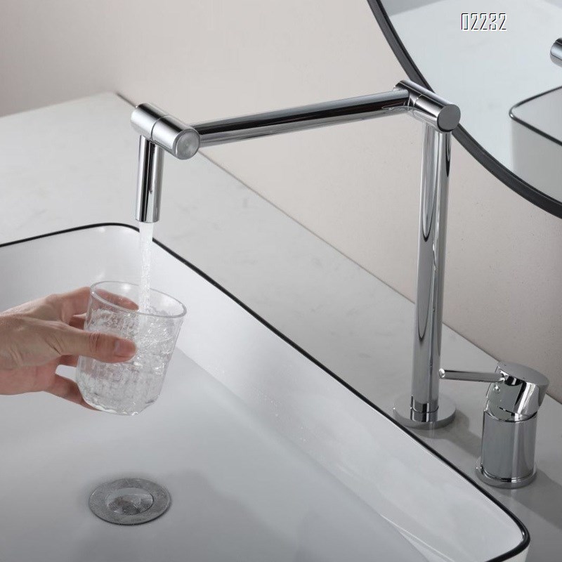 Foldable swivel basin faucets for bathroom washbasin counter two-hole cold and hot water tap