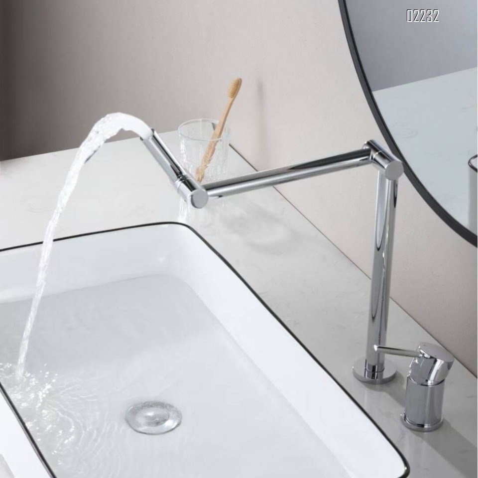 Foldable swivel basin faucets for bathroom washbasin counter two-hole cold and hot water tap