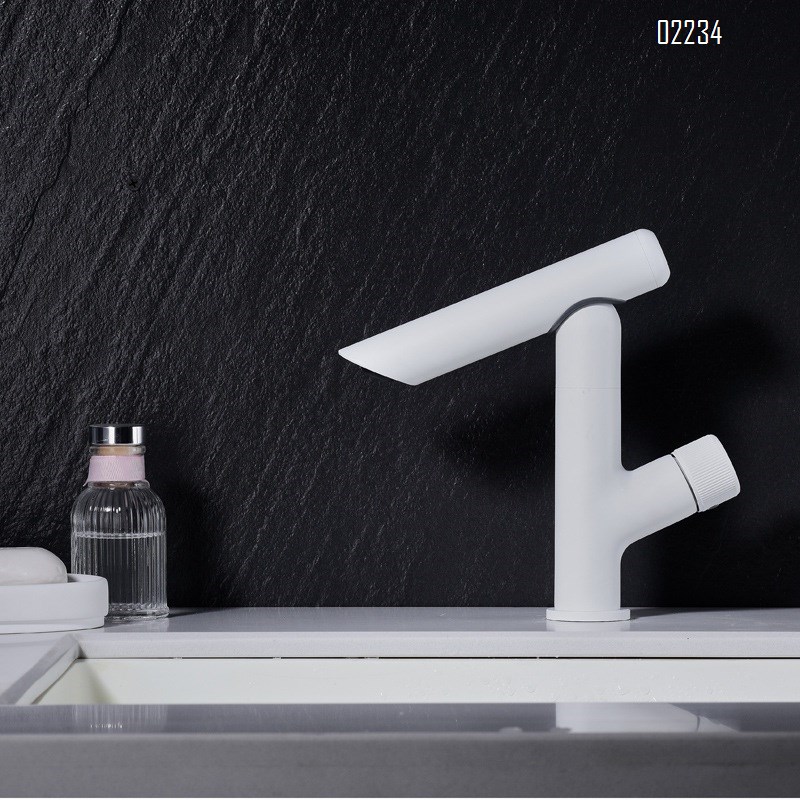 Bathroom sink wash basin splash-proof faucet white single hole hotel guesthouse cold and hot faucet rotatable