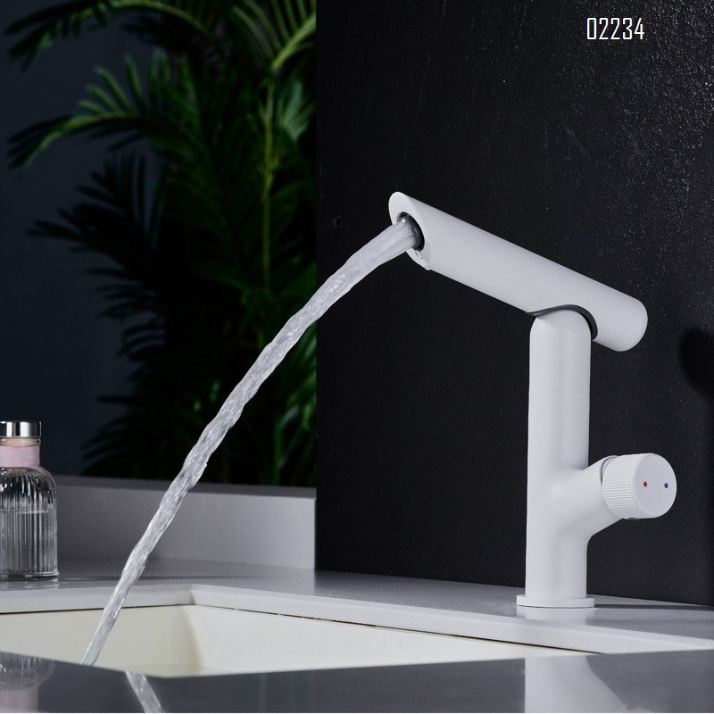 Bathroom sink wash basin splash-proof faucet white single hole hotel guesthouse cold and hot faucet rotatable