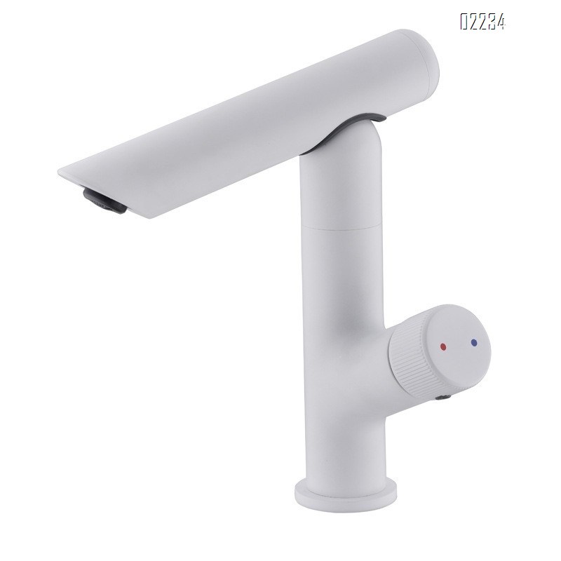 Bathroom sink wash basin splash-proof faucet white single hole hotel guesthouse cold and hot faucet rotatable