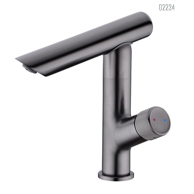 Bathroom sink wash basin splash-proof faucet white single hole hotel guesthouse cold and hot faucet rotatable