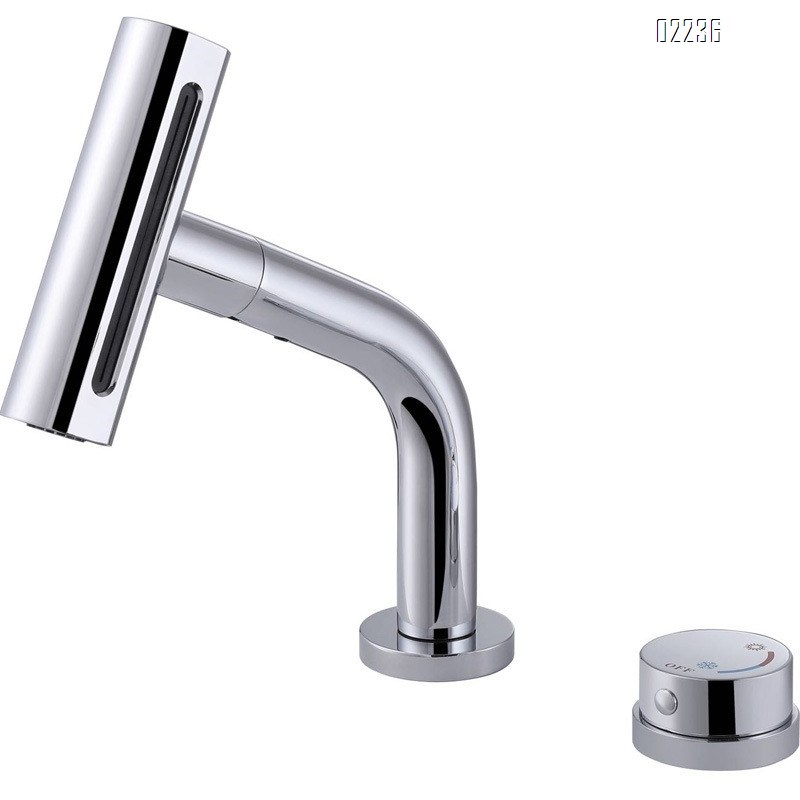 Bathroom Washbasin Splash-Proof Faucet Double Hole Split Pull-Out Hot and Cold Faucet Multi-Function Water Outlet