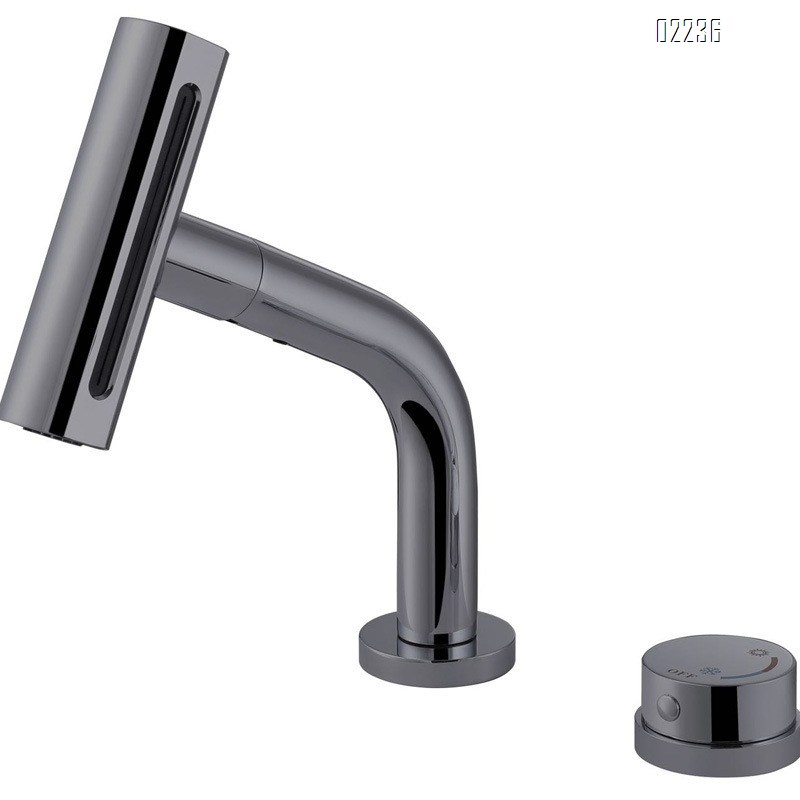 Bathroom Washbasin Splash-Proof Faucet Double Hole Split Pull-Out Hot and Cold Faucet Multi-Function Water Outlet