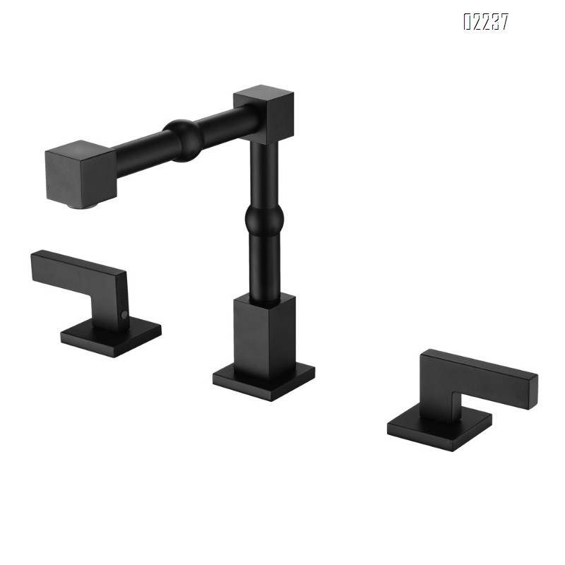 European Retro Rotating Hot and Cold Faucet Three-Hole Split Double Handle Bathroom Cabinet Basin Sink Faucet