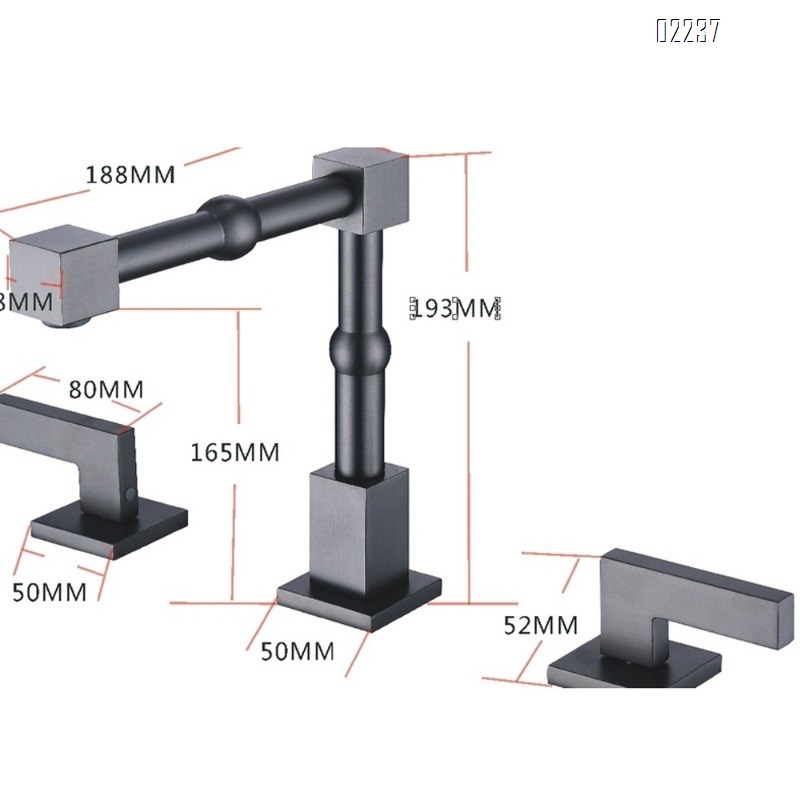 European Retro Rotating Hot and Cold Faucet Three-Hole Split Double Handle Bathroom Cabinet Basin Sink Faucet
