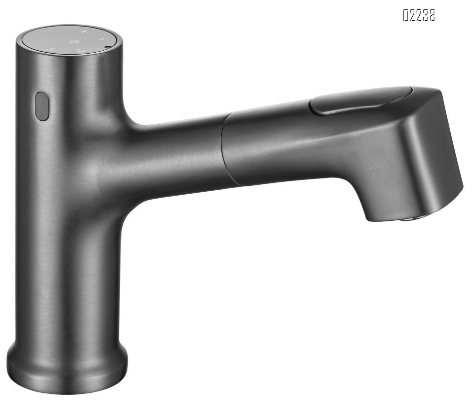 White Multi Functional Extra Long Pull-out Hot and Cold Faucet Bathroom Basin Smart Sensor Digital Display Faucet