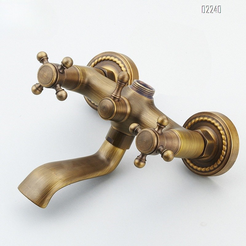 Brass Retro Simple Showerhead Bathroom Wall-Mounted Shower Set Bathtub Faucet Bathroom Handheld Shower head Set