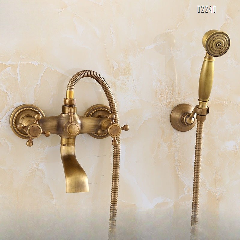 Brass Retro Simple Showerhead Bathroom Wall-Mounted Shower Set Bathtub Faucet Bathroom Handheld Shower head Set