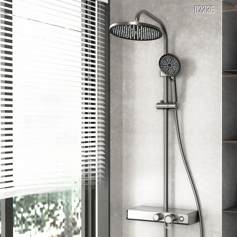 Gun Gray Shower Set for Home Use Hotel Bathroom Shower Set with Ambient Light Complete Set Wholesale