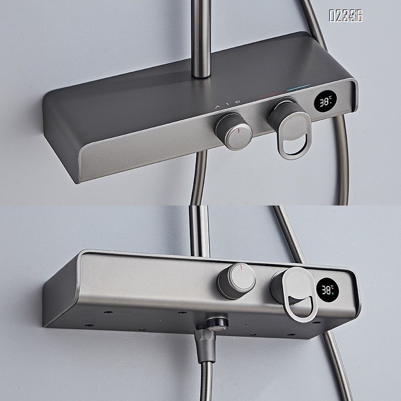 Gun Gray Shower Set for Home Use Hotel Bathroom Shower Set with Ambient Light Complete Set Wholesale