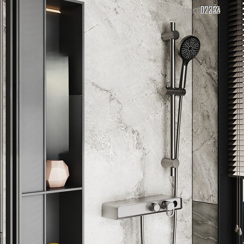 Gun Gray Shower Head Set for Home Use Hotel Bathroom Shower with Light Adjustable lift function