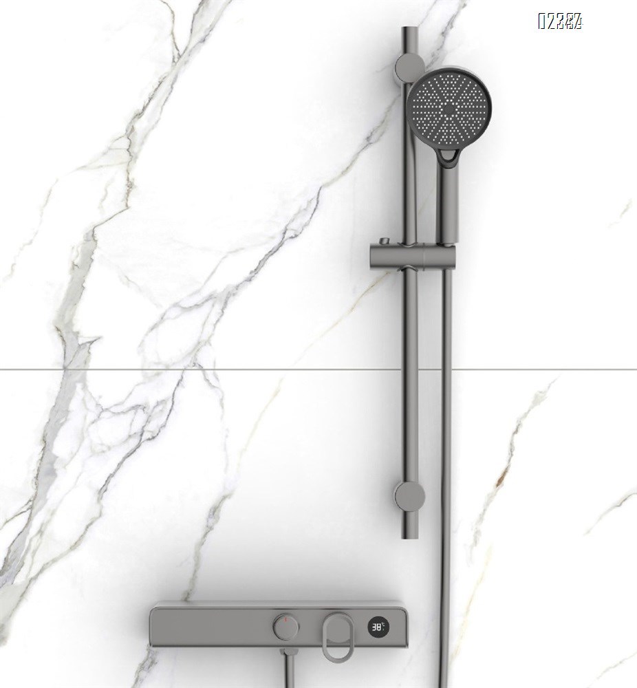 Gun Gray Shower Head Set for Home Use Hotel Bathroom Shower with Light Adjustable lift function